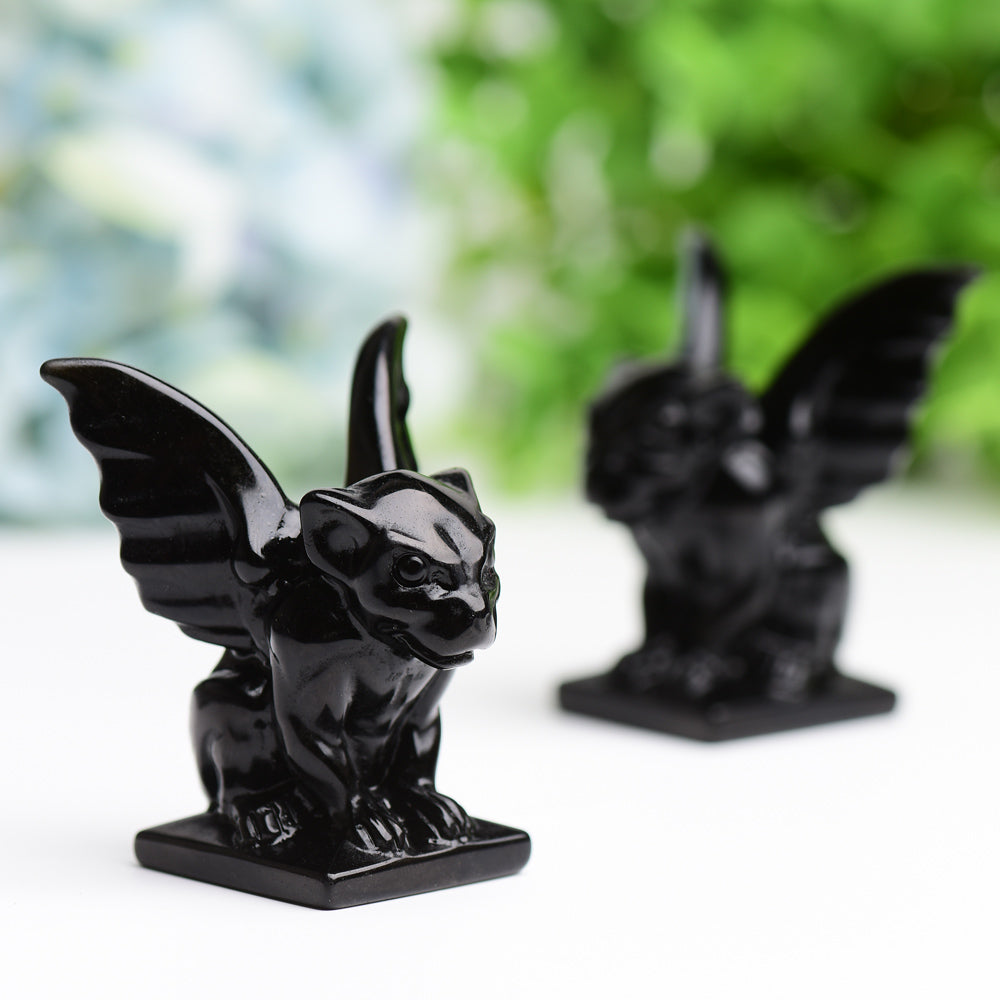 2.2" Black Obsidian Gargoyle Crystal Carving  Wholesale Crystals