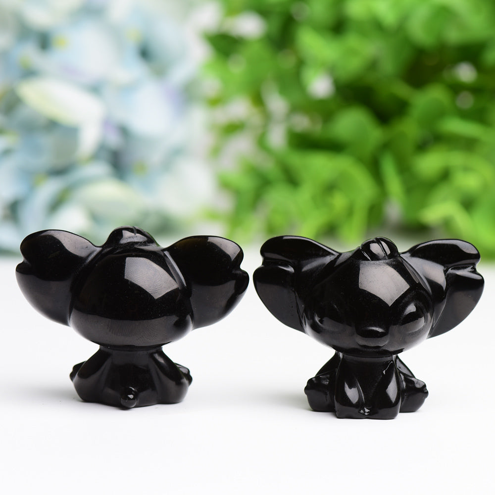 1.7" Black Obsidian Stitch Crystal Carving  Wholesale Crystals