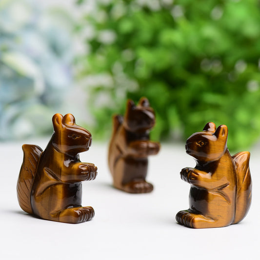 2.0" Tiger's Eye Squirrel Crystal Carving  Wholesale Crystals