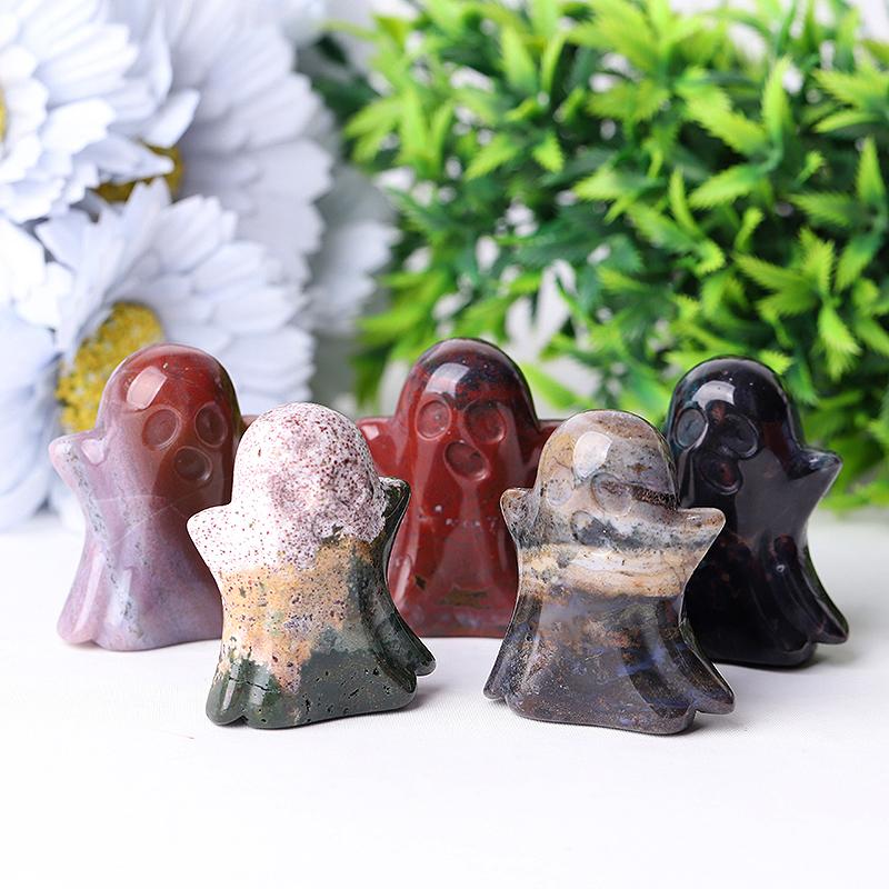 1.8" Ocean Jasper Ghost Crystal Carvings for Halloween Wholesale Crystals