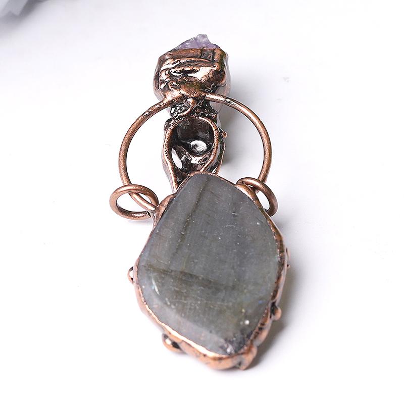2.5" Labradorite with Amethyst Pendant for Jewelry DIY Wholesale Crystals