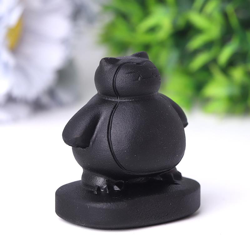 2" Black Obsidian Snorlax Crystal Carvings Wholesale Crystals