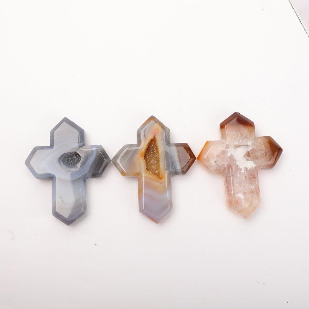 Hand Carved Druzy Agate Cross Wholesale Crystals