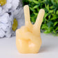 3" Yellow Jade Victory Hand Crystal Carvings Wholesale Crystals