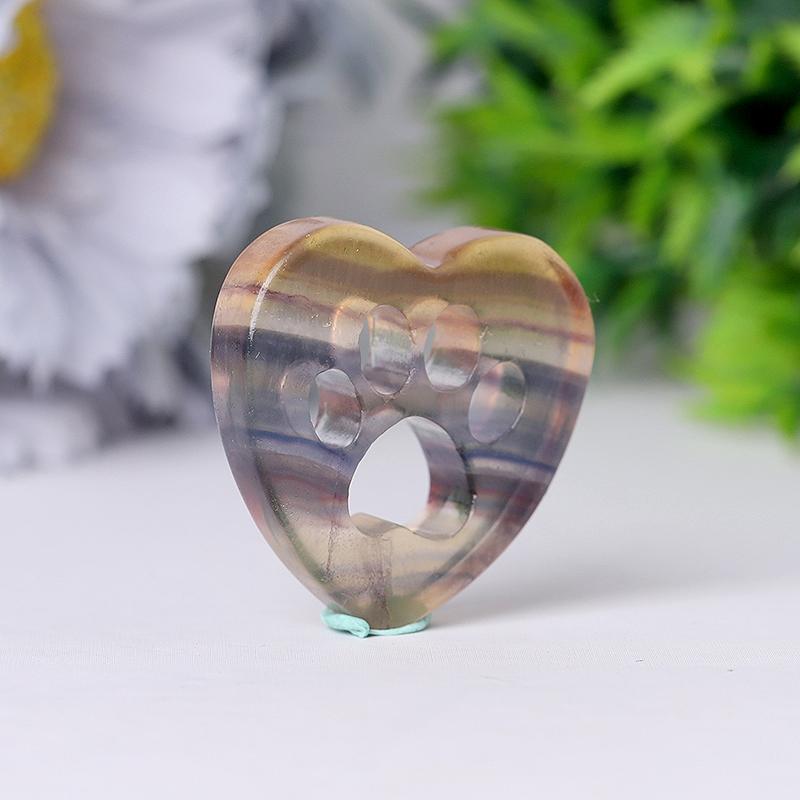 1.5" Heart with Cat Paw Shape Crystal Carvings Wholesale Crystals