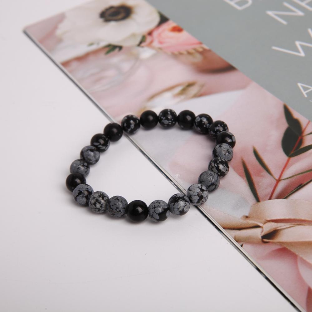 8mm Snowflake Obsidian Crystal Bracelet Wholesale Crystals