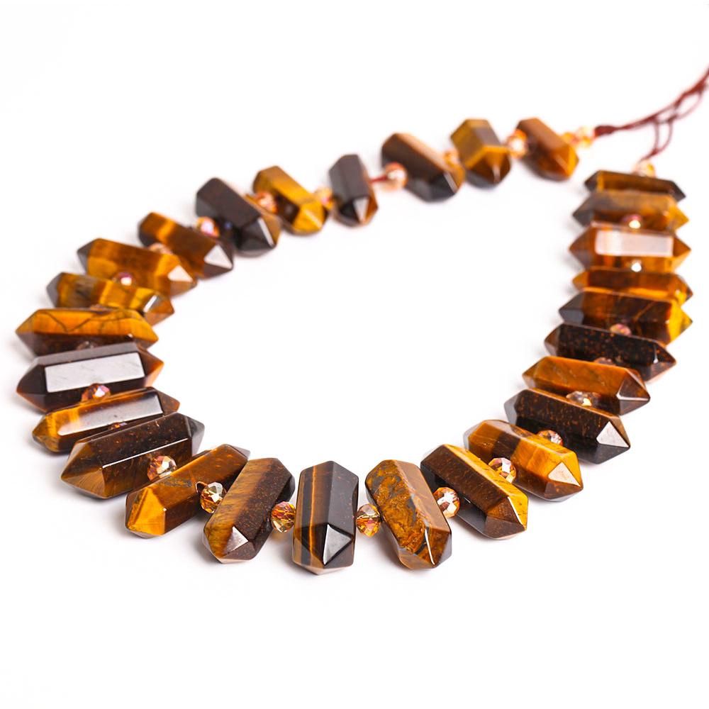 Tiger Eye Crystal Poit Chain String for DIY Wholesale Crystals