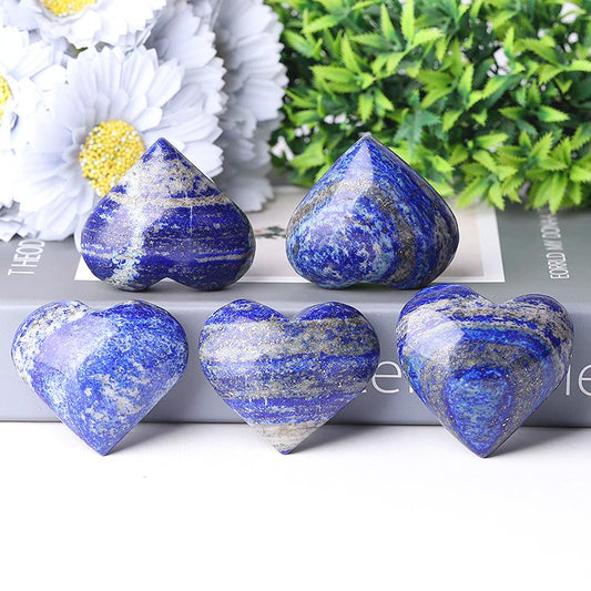 2.0-2.5" Lapis Heart Shape Crystal Carvings Wholesale Crystals