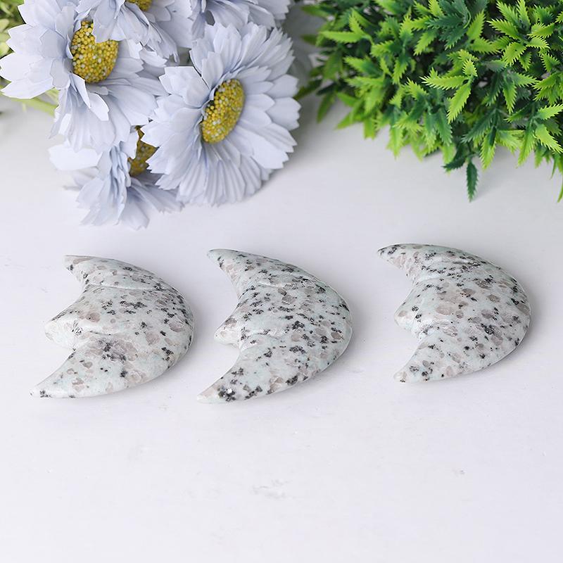 3" Kiwi Jasper Moon Crystal Carvings Wholesale Crystals