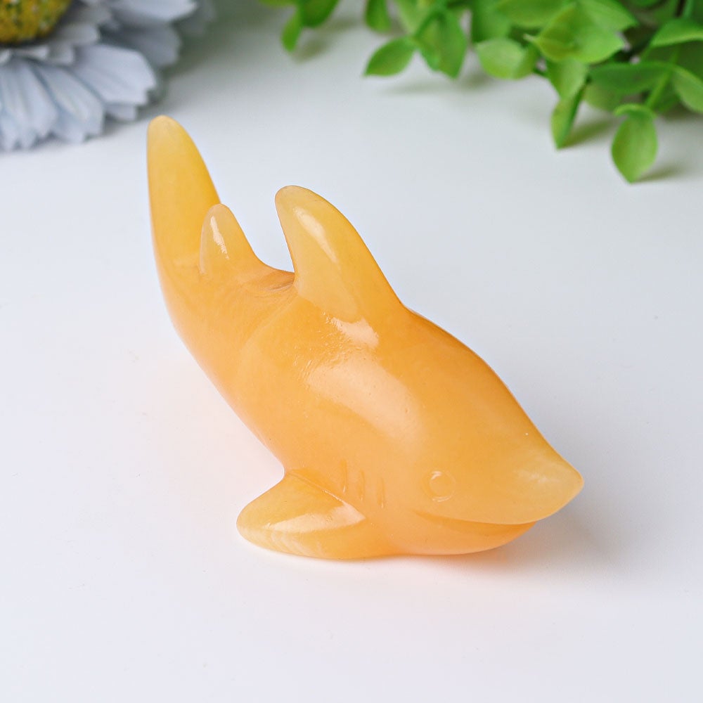 4" Honey Calcite Shark Crystal Carvings Wholesale Crystals