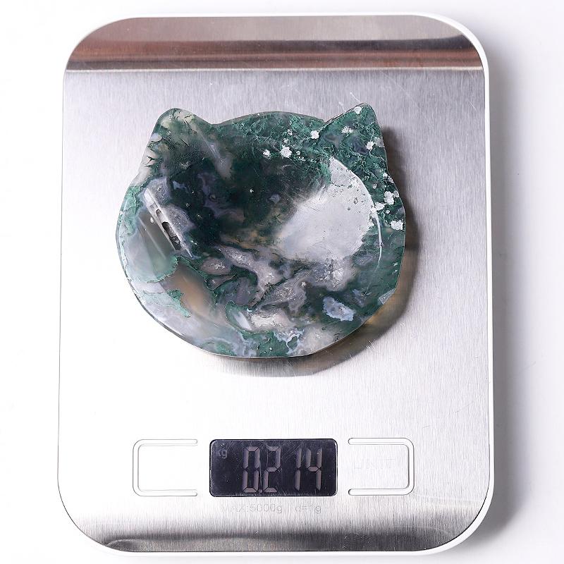 3.5" Moss Agate Cat Head Bowl Crystal Carvings Wholesale Crystals