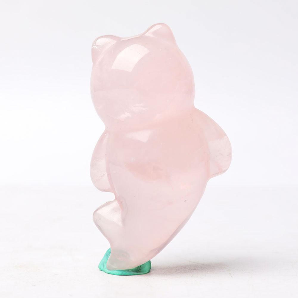 Rose Quartz Bear With Beauty Tail Crystal Carvings Wholesale Crystals