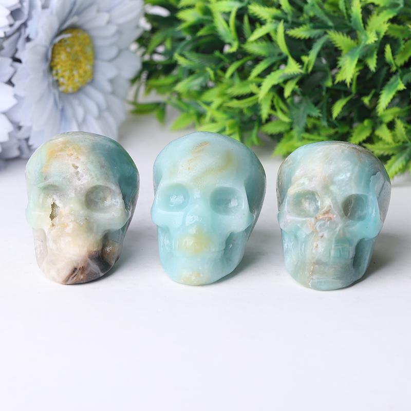 2" Sky Blue Skull Crystal Carvings Wholesale Crystals