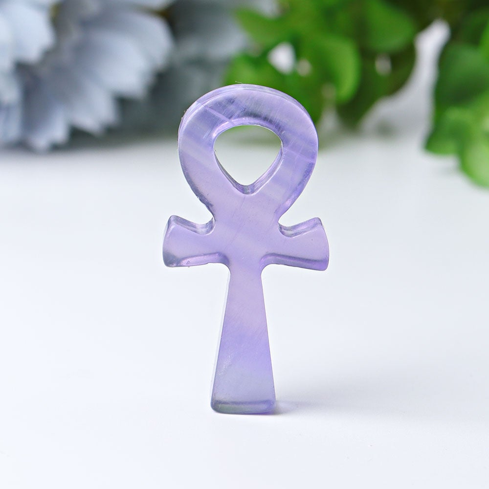 2" Fluorite Egypt Cross Crystal Carvings Wholesale Crystals