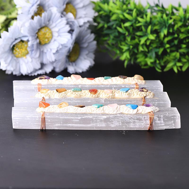 7" Selenite Wand with Chakra Stone Wholesale Crystals