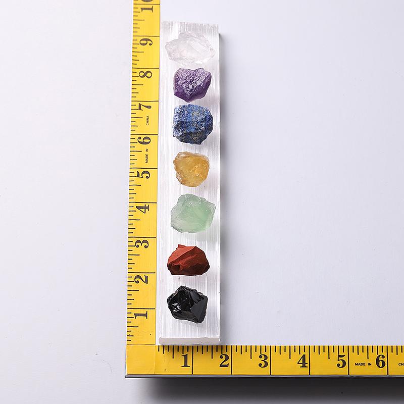 9" Chakra Selenite Stick with Crystal Raw Stone Wholesale Crystals