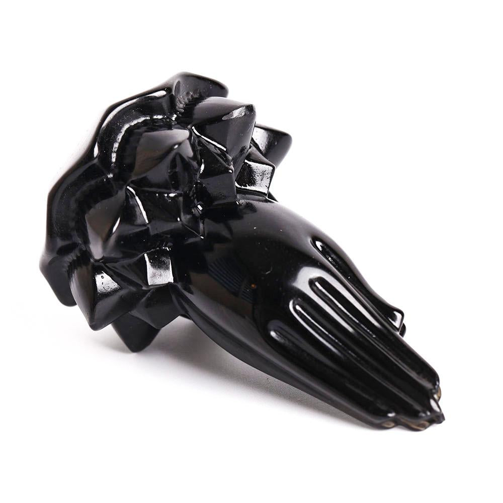 Black Obsidian Buddha Hand Carving Decoration Wholesale Crystals