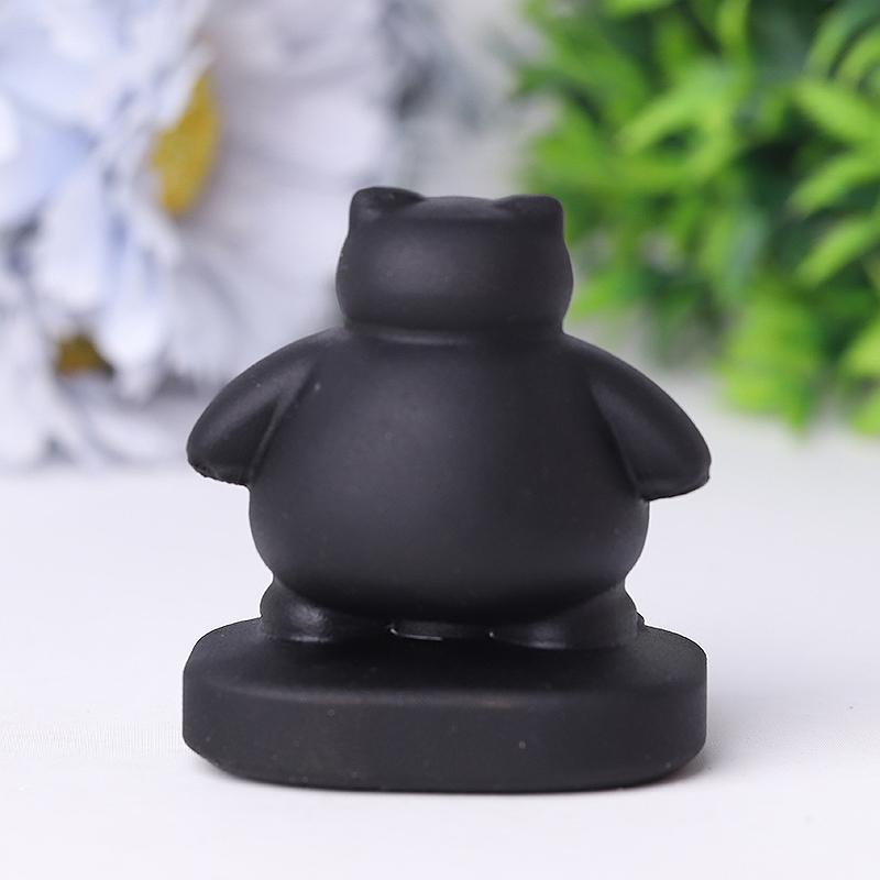 2" Black Obsidian Snorlax Crystal Carvings Wholesale Crystals