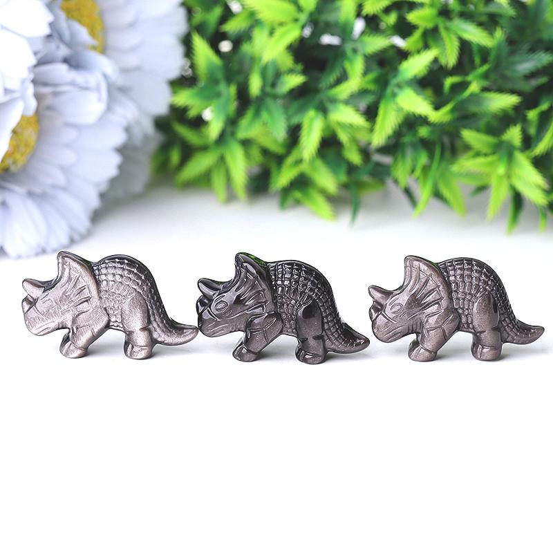 1.7" Silver Obsidian Dinosaur Crystal Carvings Wholesale Crystals