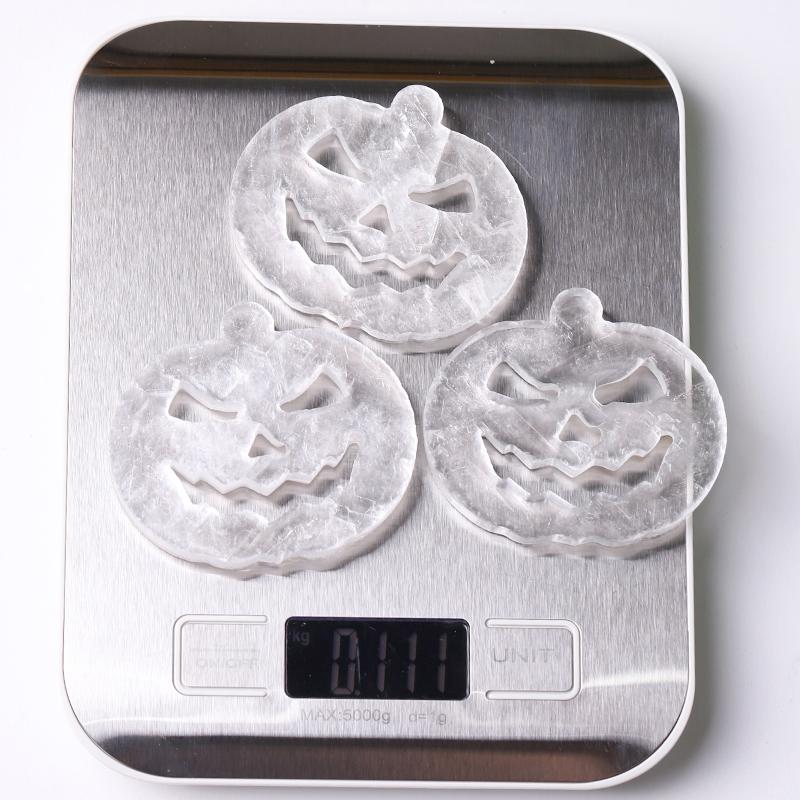 2.5" Selenite Pumpkin Face Hand Carving Halloween Gift Wholesale Crystals