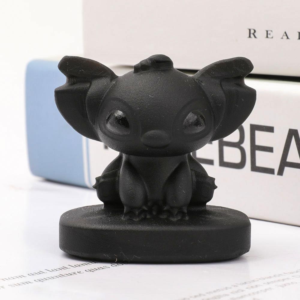 2" Black Obsidian Matte Stitch Carvings Wholesale Crystals