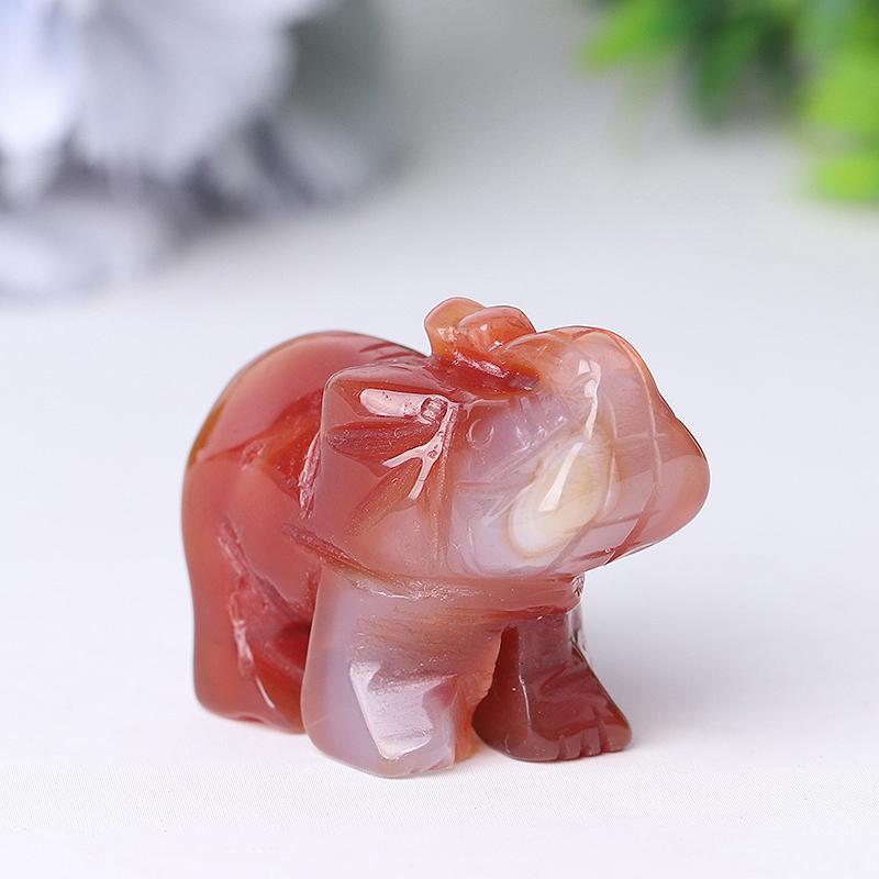 2" Wholesale Natural High Quality Beautiful Hand Carved Carnelian Elephant Crystal Figurine For Decoration Wholesale Crystals