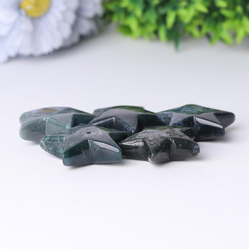 2" Moss Agate Star Crystal Carvings Wholesale Crystals