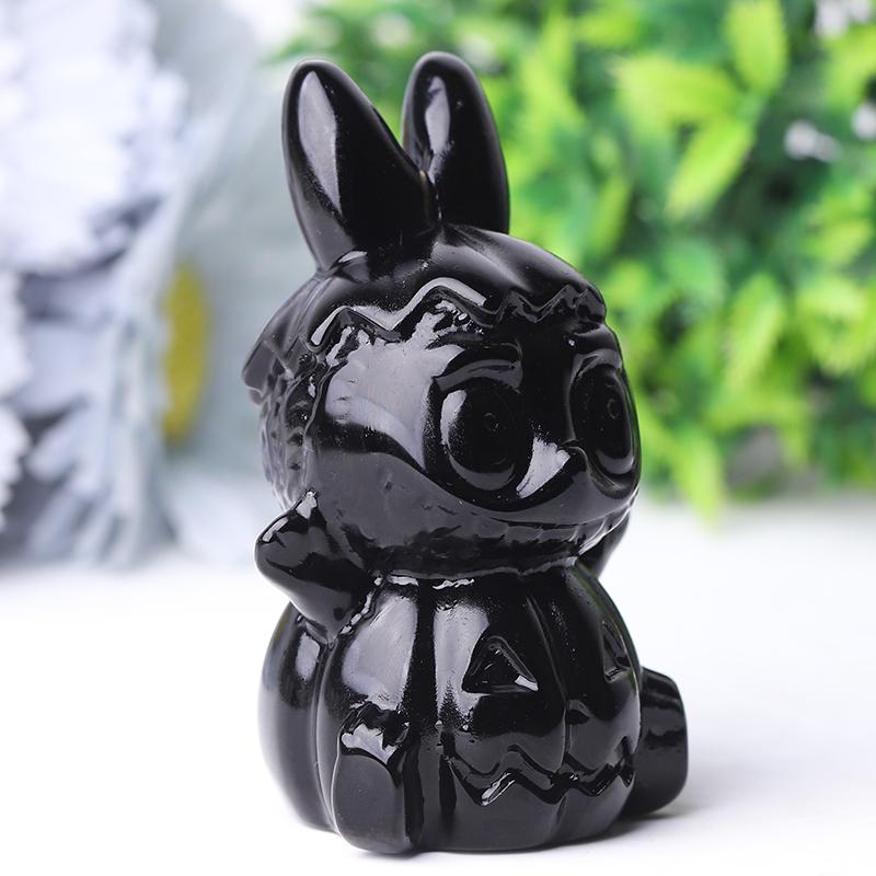 3.3" Pumpkin with Ghost Crystal Carvings for Halloween Wholesale Crystals