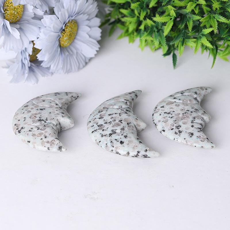 3" Kiwi Jasper Moon Crystal Carvings Wholesale Crystals