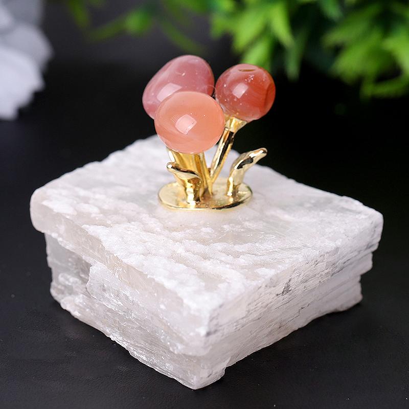 4" Selenite Base with Carnelian Decoration Free Form Wholesale Crystals