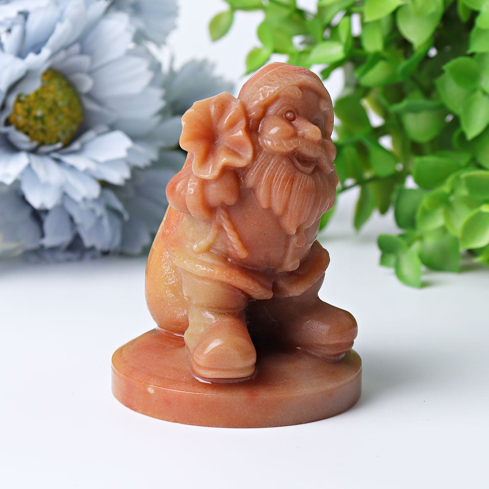 3" Peach Aventurine Santa Claus Crystal Carvings for Christmas Wholesale Crystals