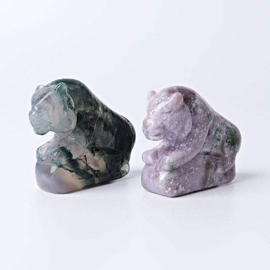 2.2" Moss Agate Tiger Crystal Carvings Wholesale Crystals