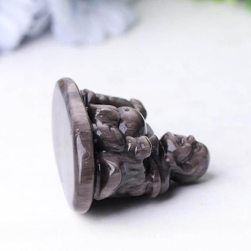 2.4" Silver Obsidian Buddha Crystal Carvings Wholesale Crystals