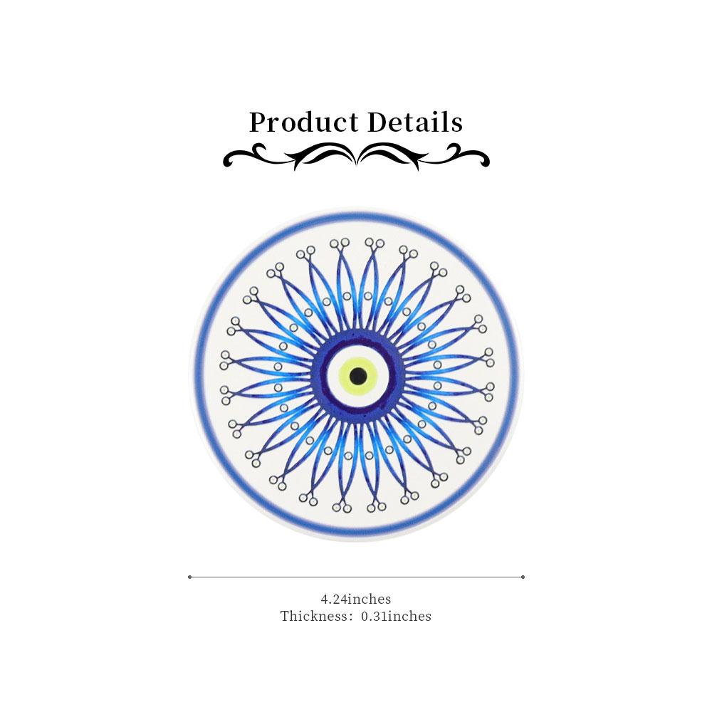 Round Ceramic Coaster Eye Painting Wholesale Crystals