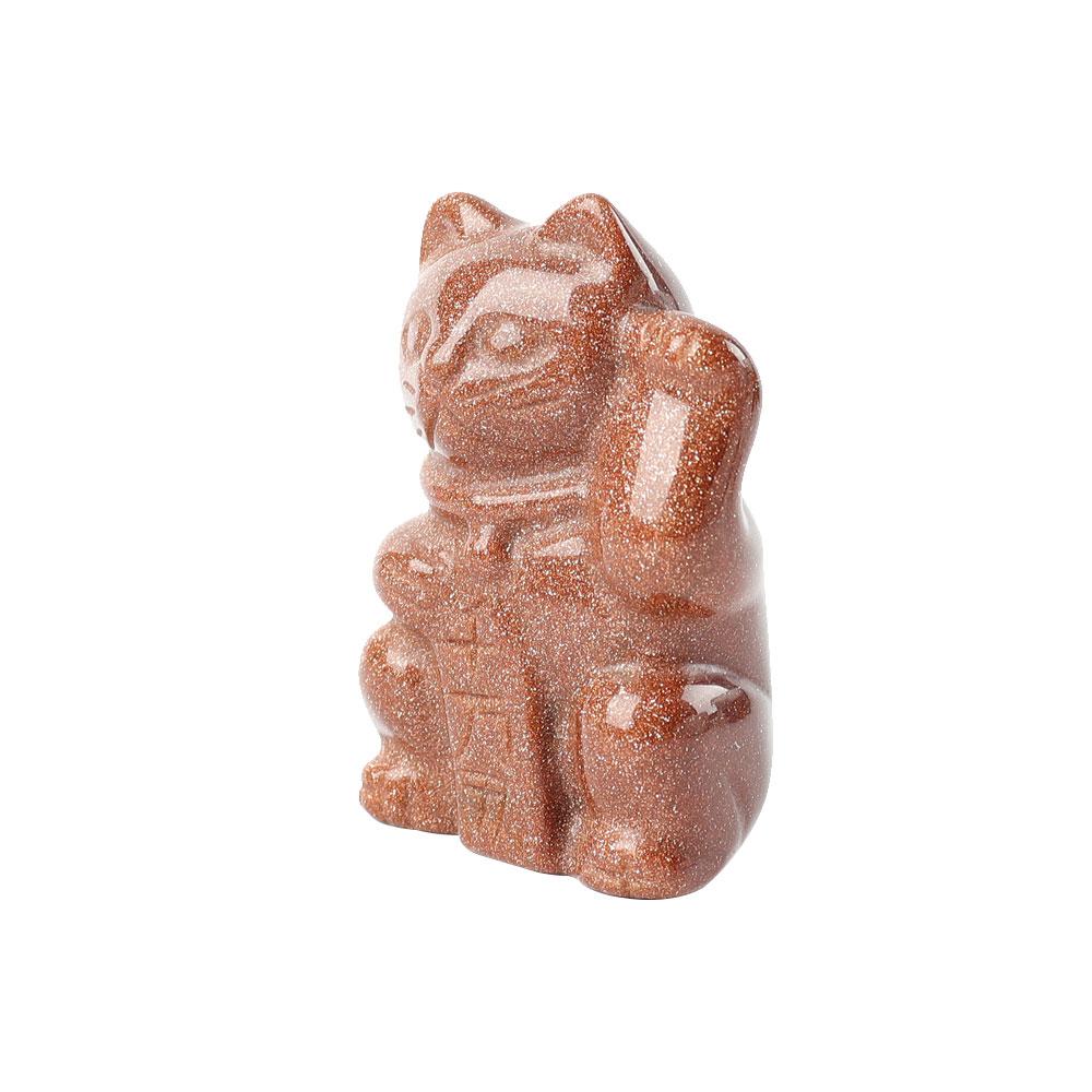 2" Gold Sandstone Crystal Carving Lucky Cat Wholesale Crystals