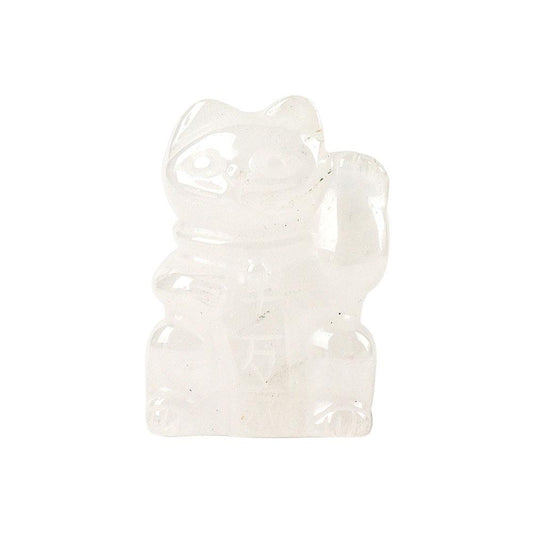 2" Clear Quartz Crystal Carving Lucky Cat Wholesale Crystals