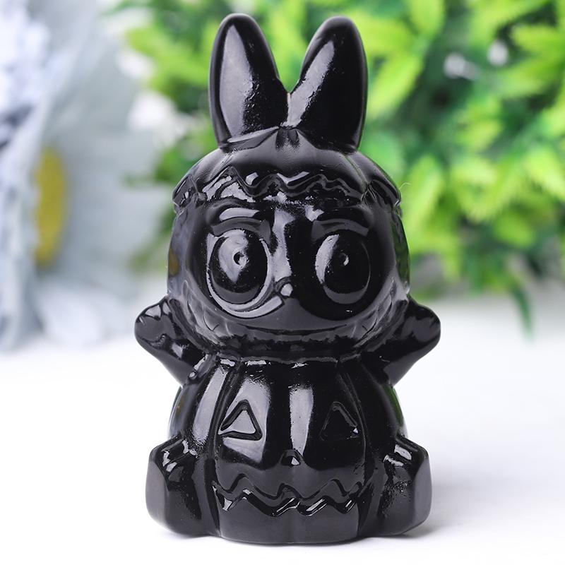 3.3" Pumpkin with Ghost Crystal Carvings for Halloween Wholesale Crystals