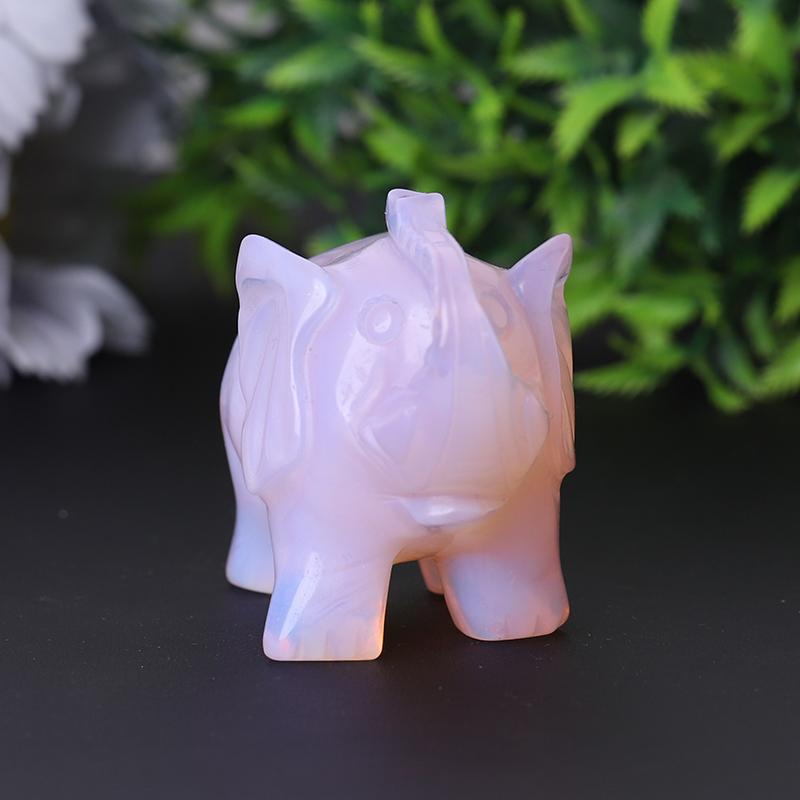 3" Pink Opalite Elephant Crystal Carvings Wholesale Crystals