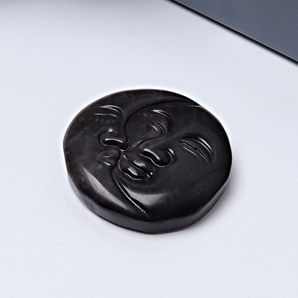 1.8" Silver Obsidian Sun Moon Crystal Carving Wholesale Crystals
