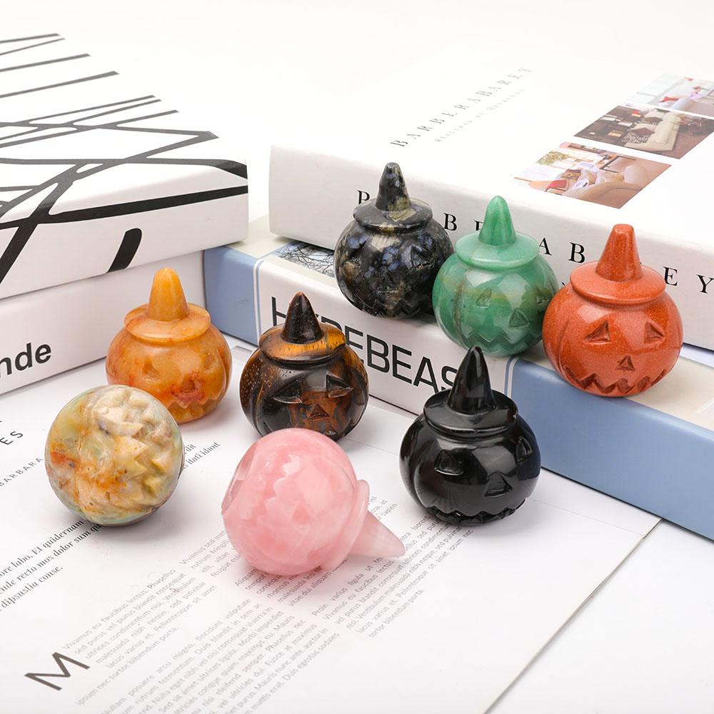 Hand Carved Pumpkin for Halloween Decor Wholesale Crystals