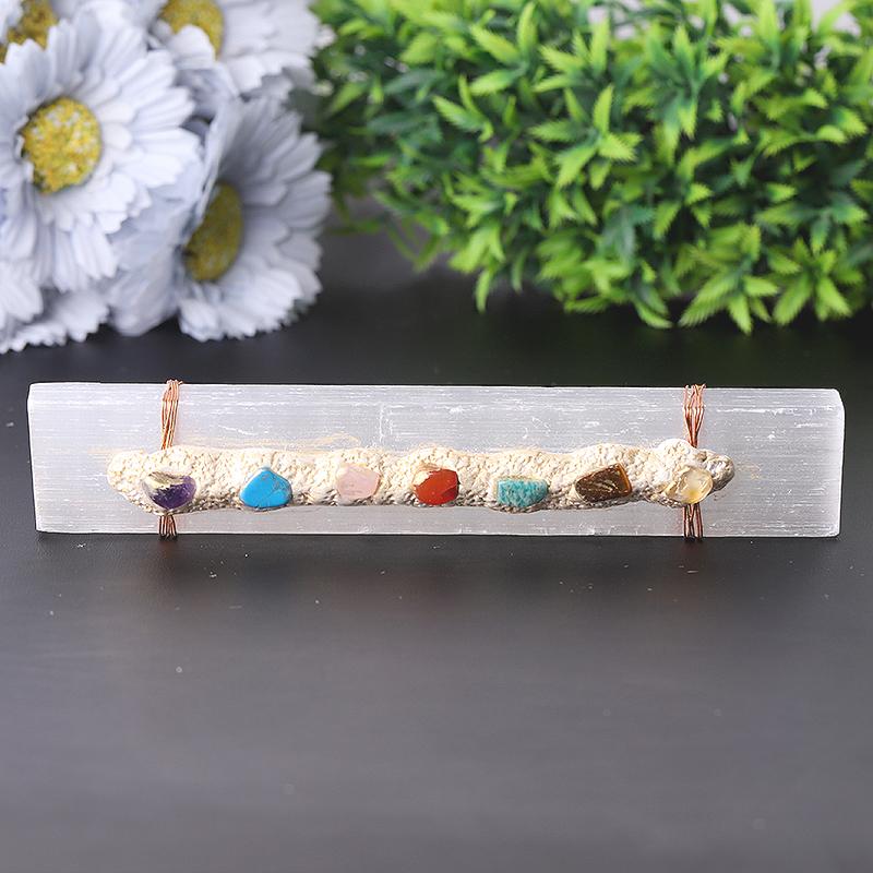 7" Selenite Wand with Chakra Stone Wholesale Crystals
