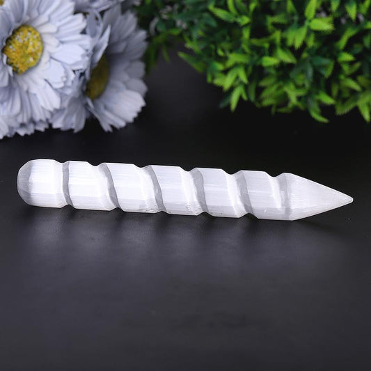 6" Spiral White Selenite Wand Wholesale Crystals