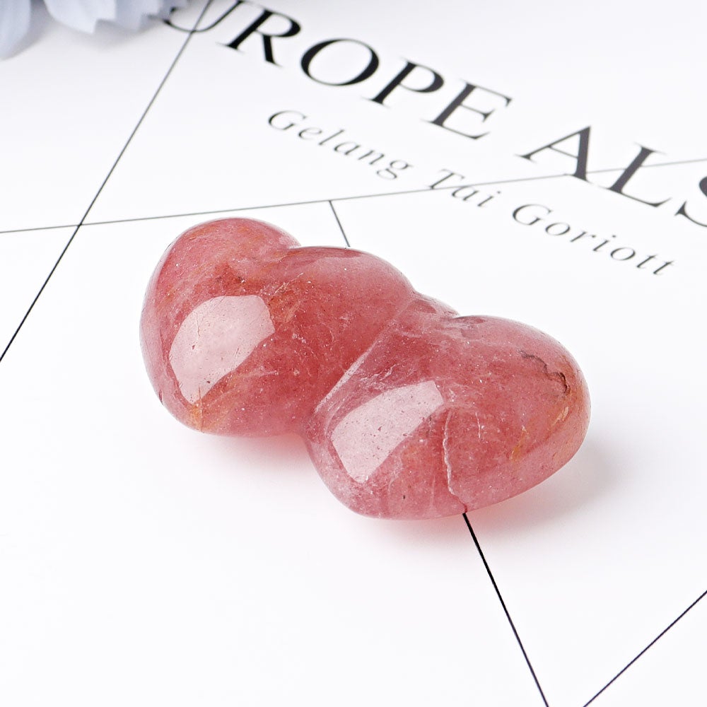 2.3" Strawberry Double Heart Crystal Carvings Wholesale Crystals