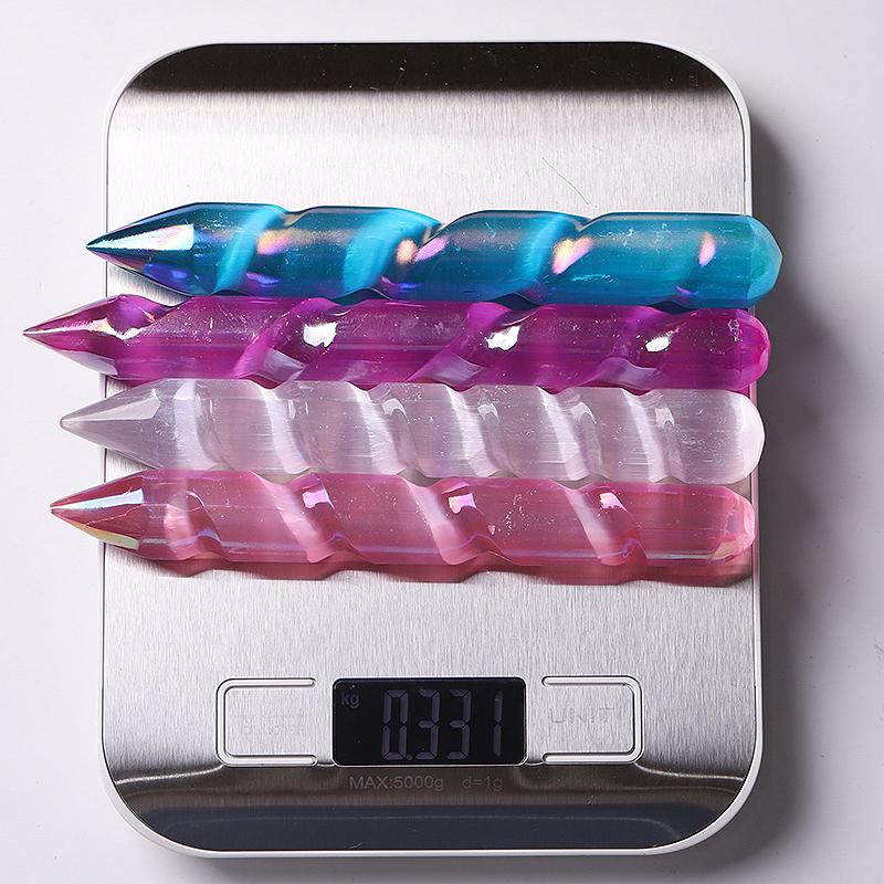 6" Aura Spiral Selenite Wand Wholesale Crystals