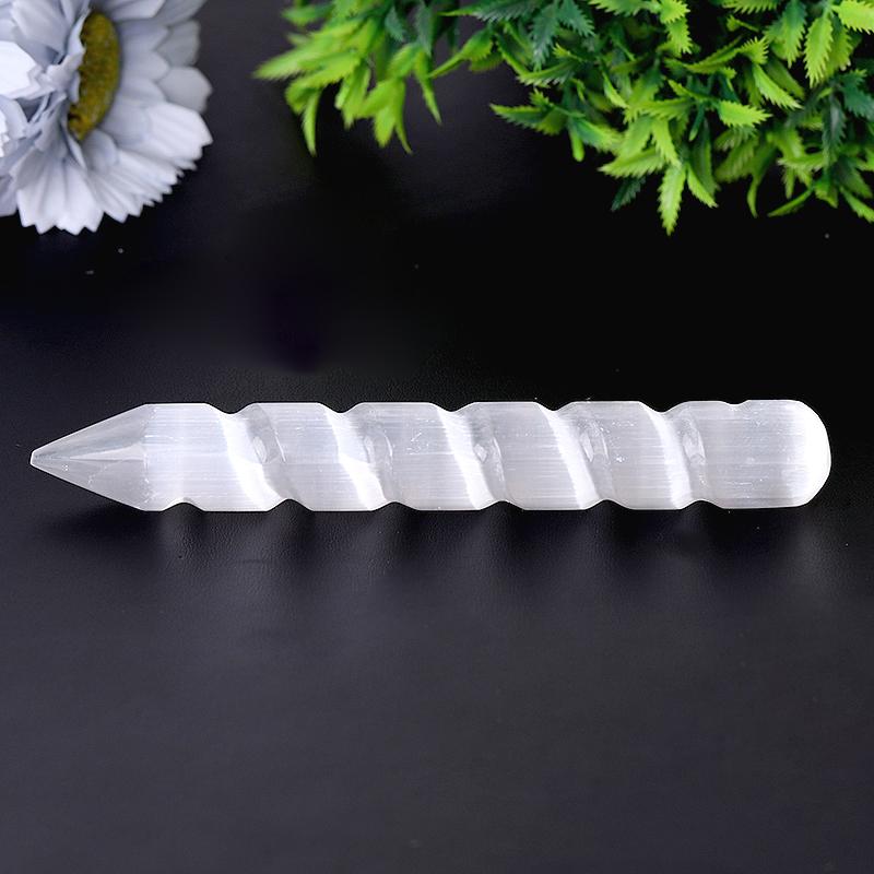 6" Aura Spiral Selenite Wand Wholesale Crystals