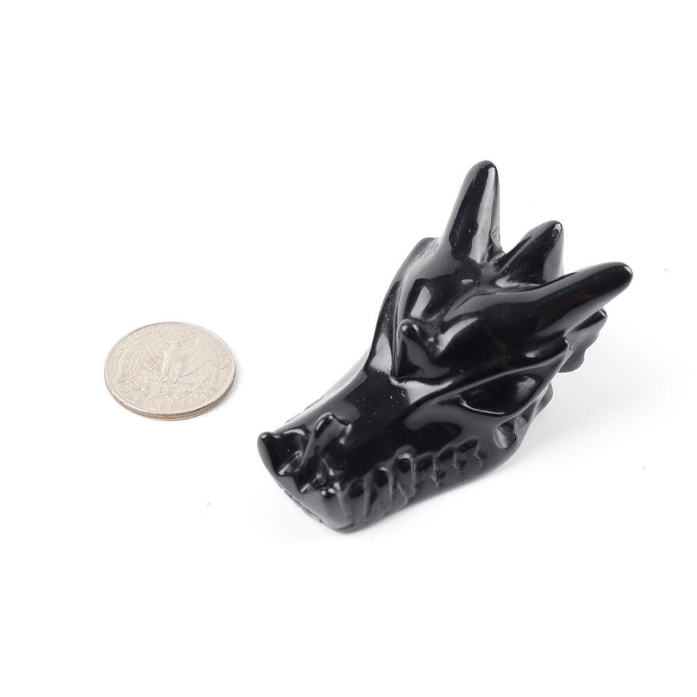 Black Obsidian Dragon Head Carvings Wholesale Crystals