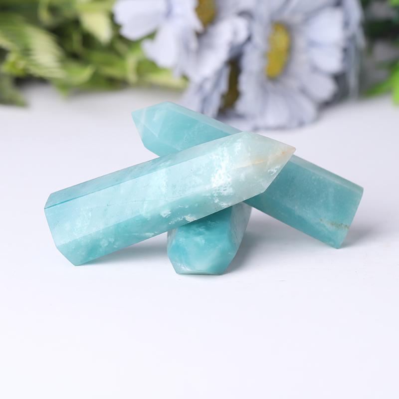Natural High Quality Sky Blue Point Caribbean Calcite Tower for Healing Wholesale Crystals