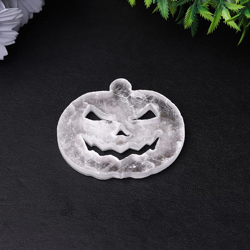 2.5" Selenite Pumpkin Face Hand Carving Halloween Gift Wholesale Crystals