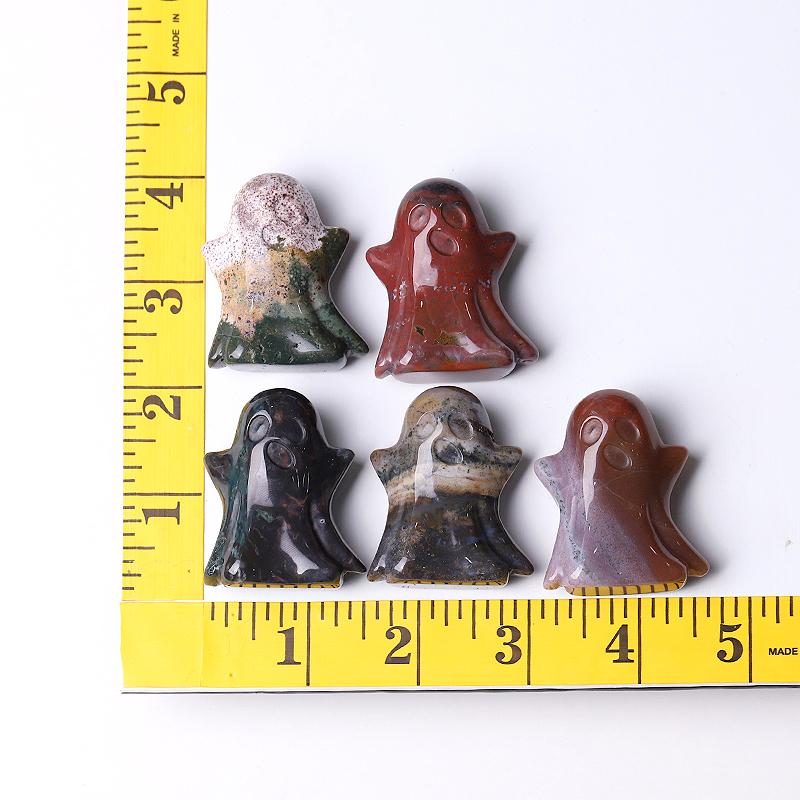1.8" Ocean Jasper Ghost Crystal Carvings for Halloween Wholesale Crystals