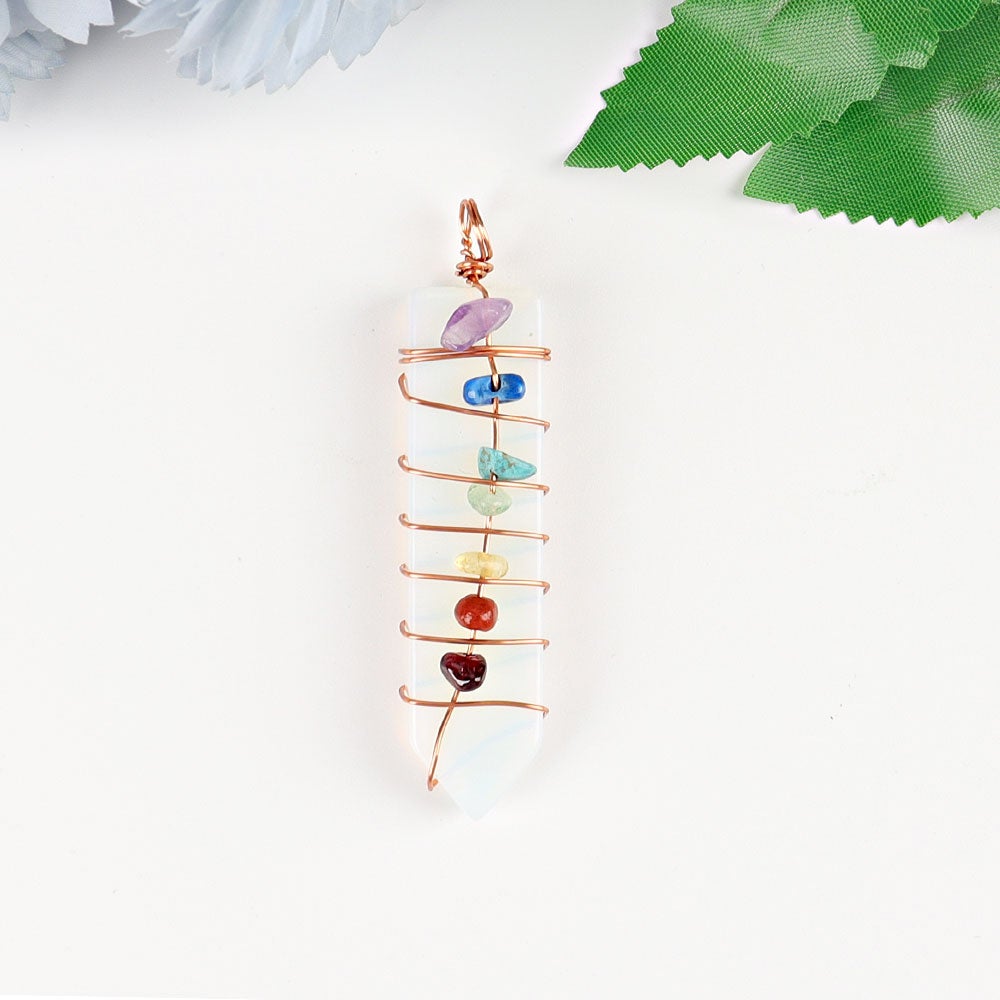 2" Chakra Wire Wrapped Pendant Wholesale Crystals